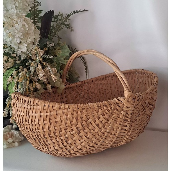 Other - Antique Basket Splint Buttocks Woven Basket Handmade Oval 21"